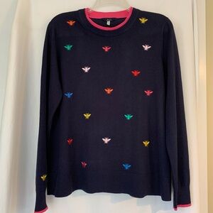 Joules navy 'Mariella' crewneck sweater with colorful embroidered bees